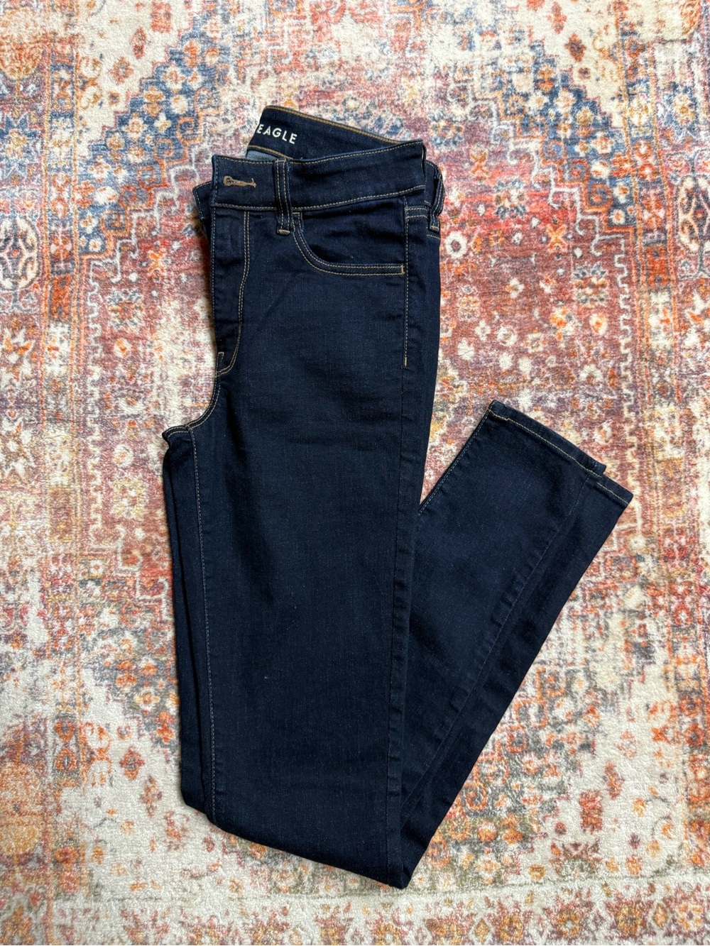 American Eagle Hi-Rise Jegging Size 8 X-Long Dark Wash Skinny Jeans